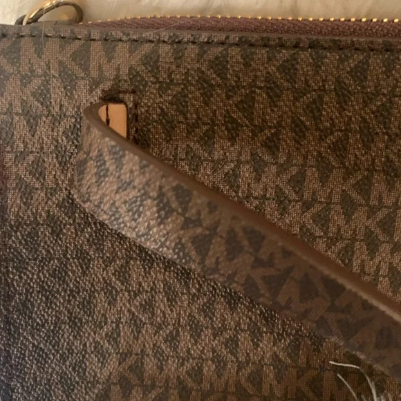 Michael Kors Brown Logo Crossbody with Gold Chain Accent - Picture 3 of 5